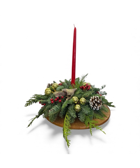 Traditional Single Candle Holiday Centerpiece