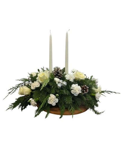 Winter Frost Double Candle Centerpiece